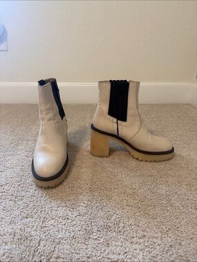 Free People Cream Chelsea Lug Heel Ankle Boots